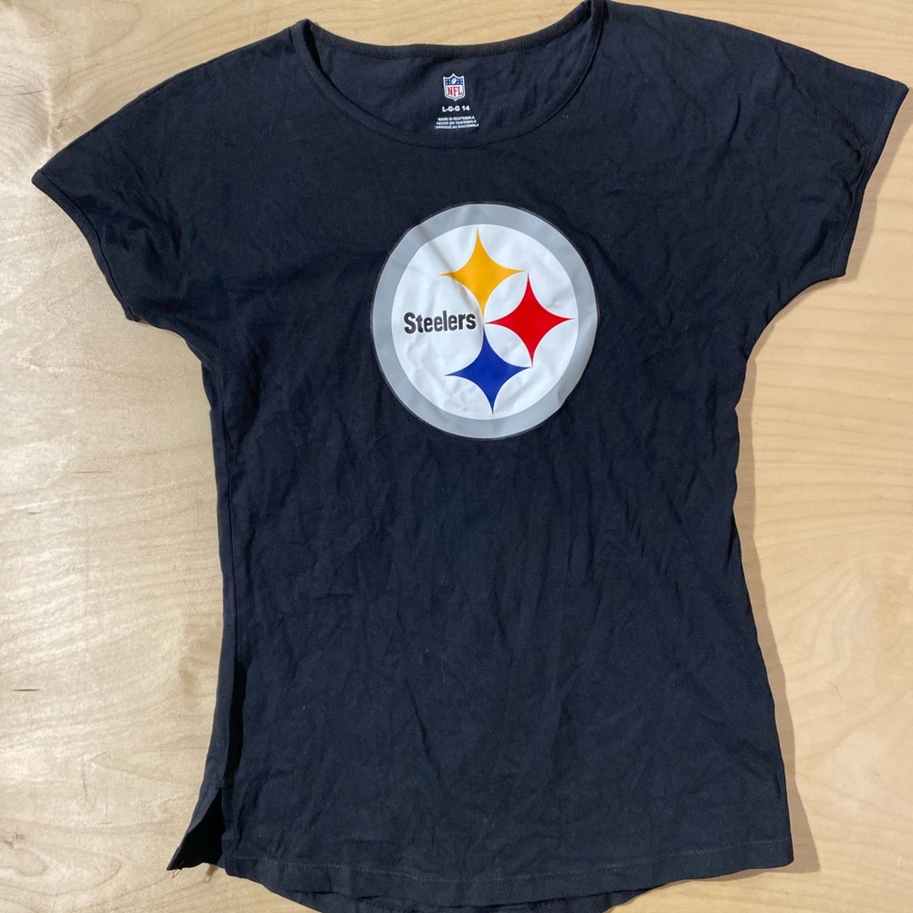 NFL Women's Black Steelers Tee Large (EY) - Picture 6 of 9